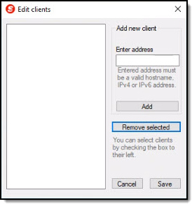 Edit clients pop-up